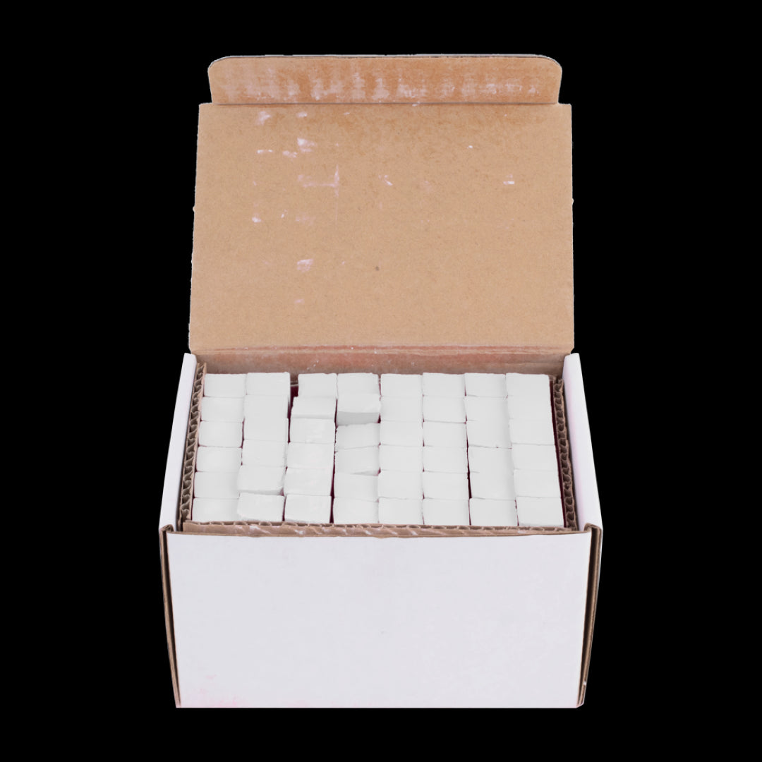 VINCO 48pc White Square Chalksticks in a box, designed for precise marking on various surfaces with easy wash-off capability.