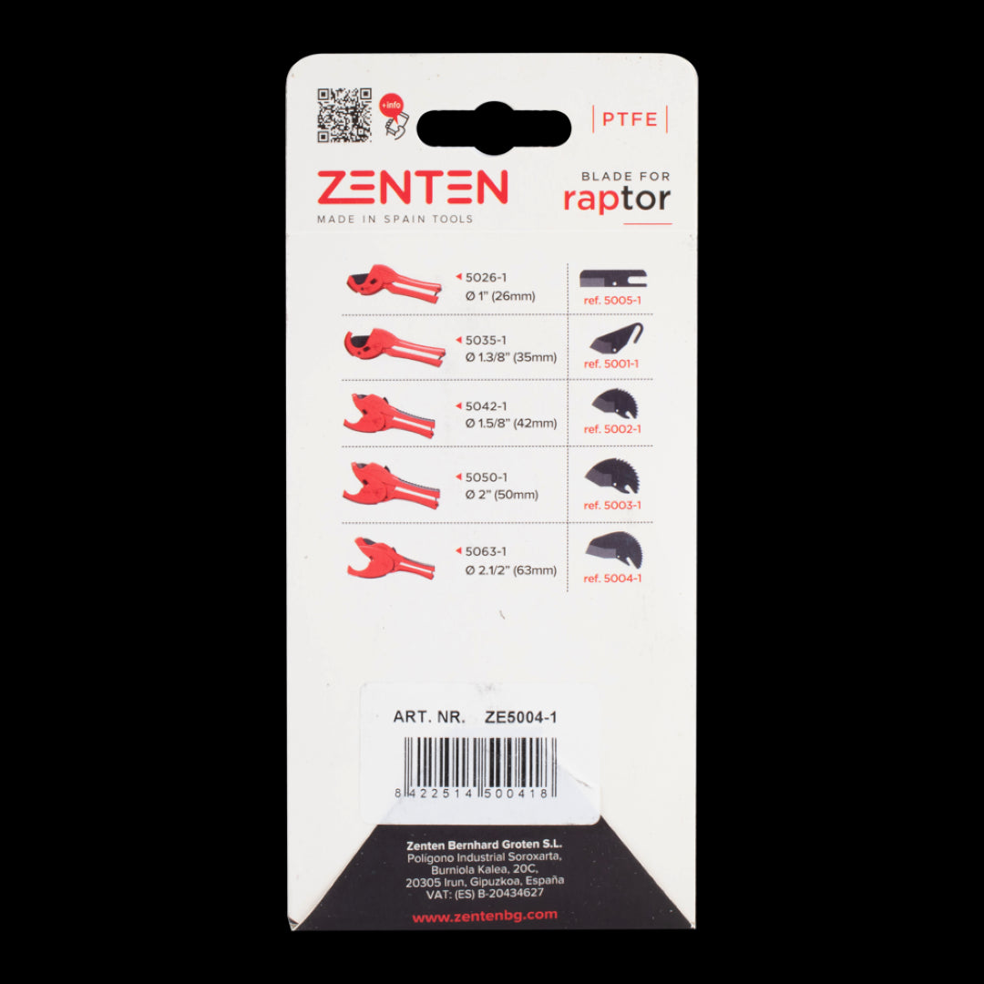 ZENTEN Replacement Blade for ZE5063-1, stainless steel, precise cutting for plastic pipes, easy one-handed blade change.