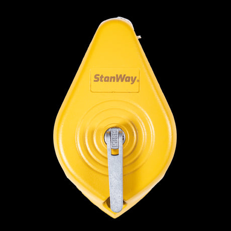 STANWAY 30m chalk line tool with blue chalk, featuring a durable alloy body and ergonomic design for precise marking.