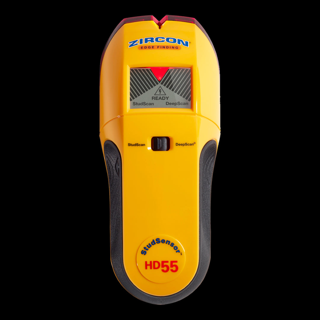 ZIRCON StudSensor™ HD55: Advanced stud finder with LCD display, Target Spotlight, and WireWarning® for safe, precise scanning.