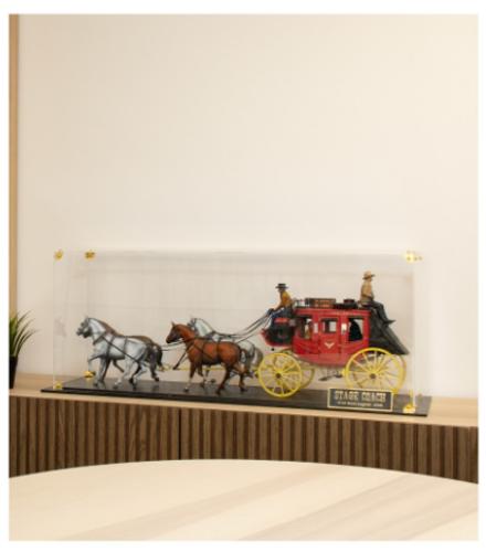 Wooden Ship - DisplayCase: w/WdnBse+brass