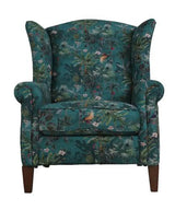 Paradisio Green Printed Fabric Wingback Armchair