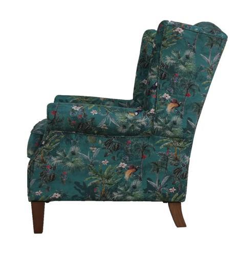 Paradisio Green Printed Fabric Wingback Armchair