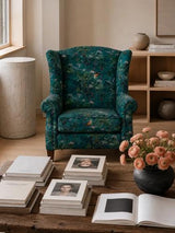 Paradisio Green Printed Fabric Wingback Armchair