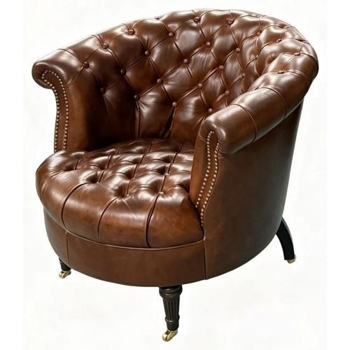 Straton Top Grain Leather Library Chair - Vintage Cigar Brown