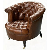 Straton Top Grain Leather Library Chair - Vintage Cigar Brown