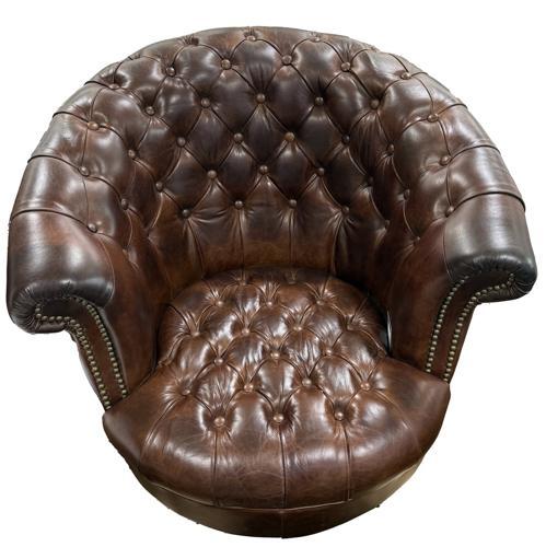Straton Top Grain Leather Library Chair - Vintage Cigar Brown