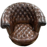 Straton Top Grain Leather Library Chair - Vintage Cigar Brown
