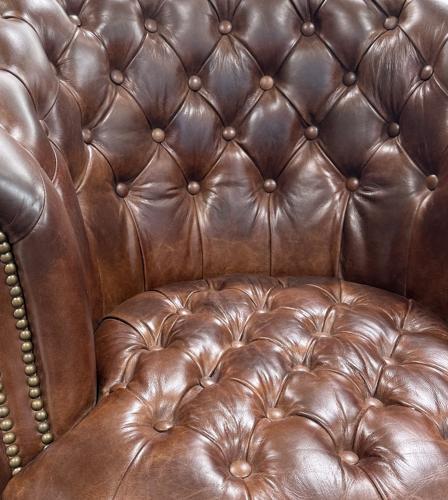 Straton Top Grain Leather Library Chair - Vintage Cigar Brown