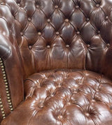 Straton Top Grain Leather Library Chair - Vintage Cigar Brown
