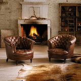 Straton Top Grain Leather Library Chair - Vintage Cigar Brown