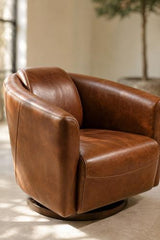Vanguard Leather Swivel Chair - Vintage Cigar Brown