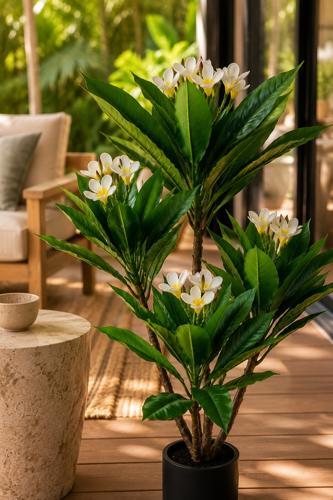 Real Touch Frangipani Artificial Plant in Black Pot