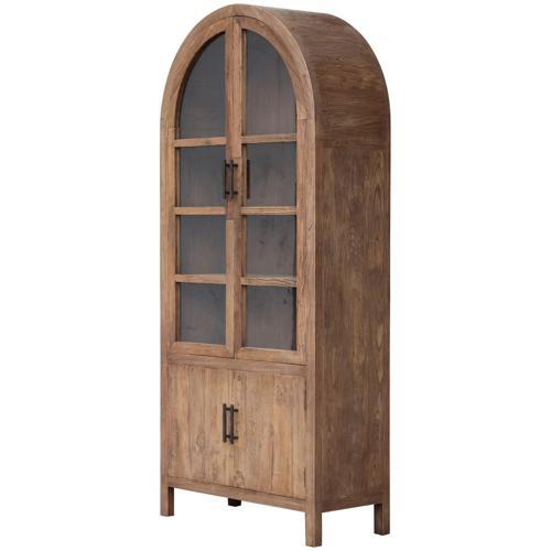 Lisbon Old Elm Arched Glass Display Cabinet
