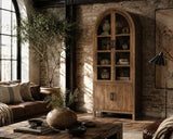 Lisbon Old Elm Arched Glass Display Cabinet