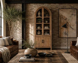 Lisbon Old Elm Arched Glass Display Cabinet