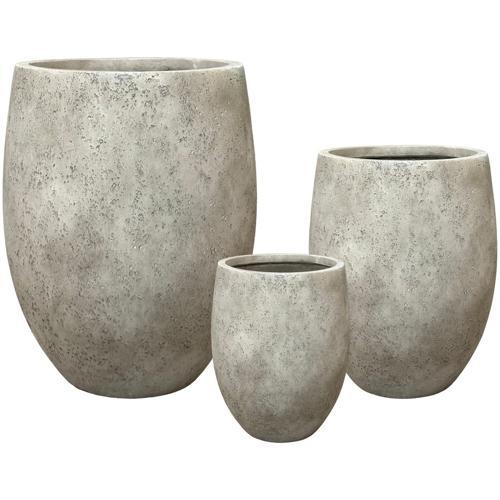Beige Fibre Cement Planter Pot - Set of 3