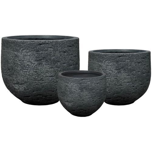 Black Fibre Cement Planter Pot - Set of 3