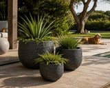 Black Fibre Cement Planter Pot - Set of 3