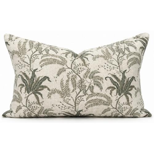 Green Floral on Herringbone Cushion Cover - Snugg & Co 400x600