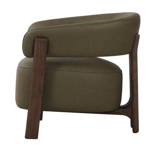 Luna Top Grain Leather Occasional Chair - Olive