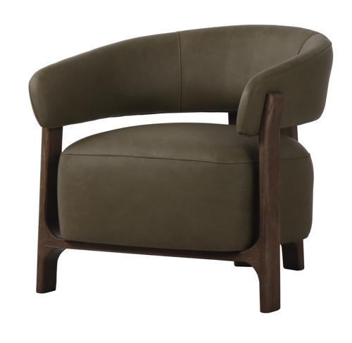Luna Top Grain Leather Occasional Chair - Olive