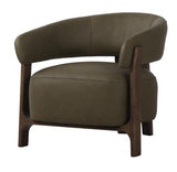 Luna Top Grain Leather Occasional Chair - Olive