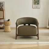 Luna Top Grain Leather Occasional Chair - Olive