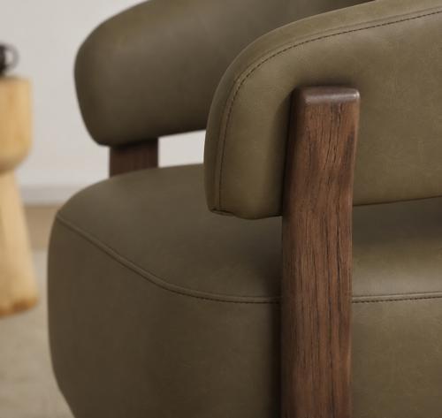 Luna Top Grain Leather Occasional Chair - Olive