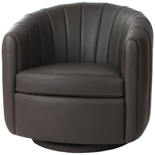 Paloma Top Grain Leather Swivel Accent Chair - Chocolate