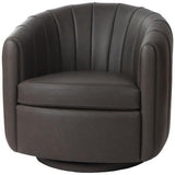 Paloma Top Grain Leather Swivel Accent Chair - Chocolate
