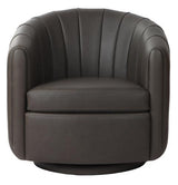 Paloma Top Grain Leather Swivel Accent Chair - Chocolate
