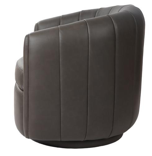 Paloma Top Grain Leather Swivel Accent Chair - Chocolate