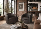 Paloma Top Grain Leather Swivel Accent Chair - Chocolate