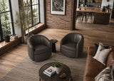 Paloma Top Grain Leather Swivel Accent Chair - Chocolate