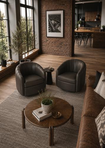Paloma Top Grain Leather Swivel Accent Chair - Chocolate