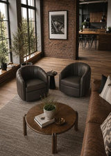 Paloma Top Grain Leather Swivel Accent Chair - Chocolate