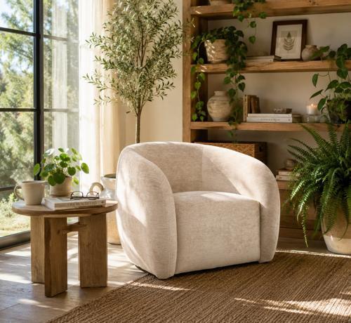 Mila Swivel Chair - Cappuccino