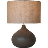 Brown Ceramic Table Lamp with Hessian Shade 420x420x570