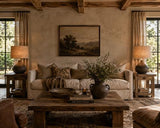 Brown Ceramic Table Lamp with Hessian Shade 420x420x570