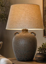 Brown Ceramic Table Lamp with Hessian Shade 500x500x730