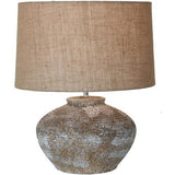 Grey Stone Ceramic Table Lamp with Hessian Shade 430x430x500