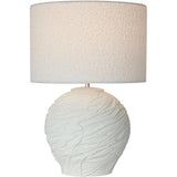 White Ceramic Table Lamp with White Boucle Shade
