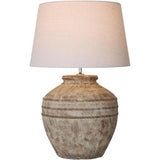 Vintage Brown Ceramic Table Lamp with Cream Shade