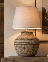 Vintage Brown Ceramic Table Lamp with Cream Shade
