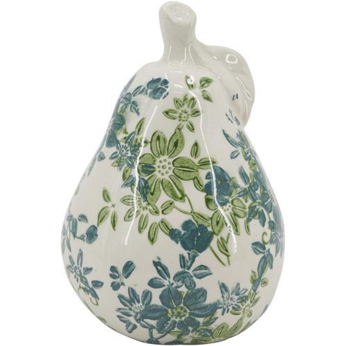 Ceramic Green Floral Pear Ornament