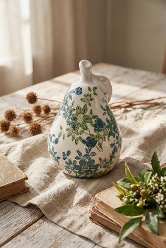 Ceramic Green Floral Pear Ornament