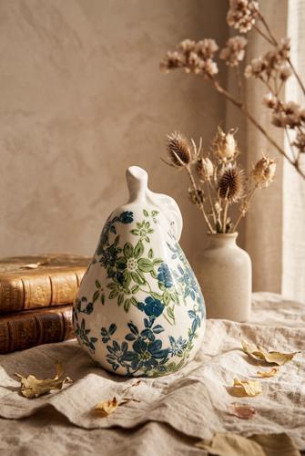Ceramic Green Floral Pear Ornament