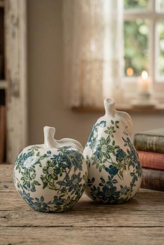 Ceramic Green Floral Pear Ornament