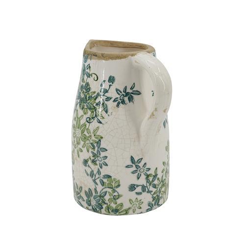 Ceramic Green Floral Decorative Jug 160x120x190